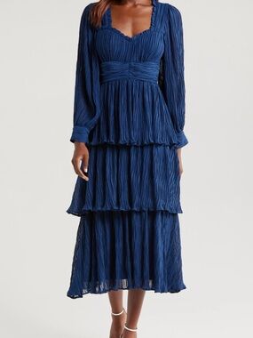 Mila Mae | Ruffle Long Sleeve Midi Dress